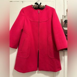 Zara Collarless Magenta Coat Jacket Medium